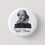 William Shakespeare Will Power Button at Zazzle