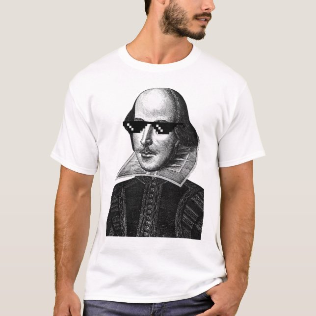 William Shakespeare With Shades White Men's T-Shirt (Front)