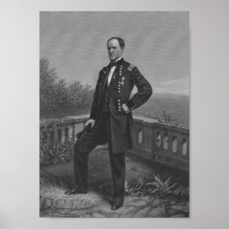 William Tecumseh Sherman Engraved Portrait Poster