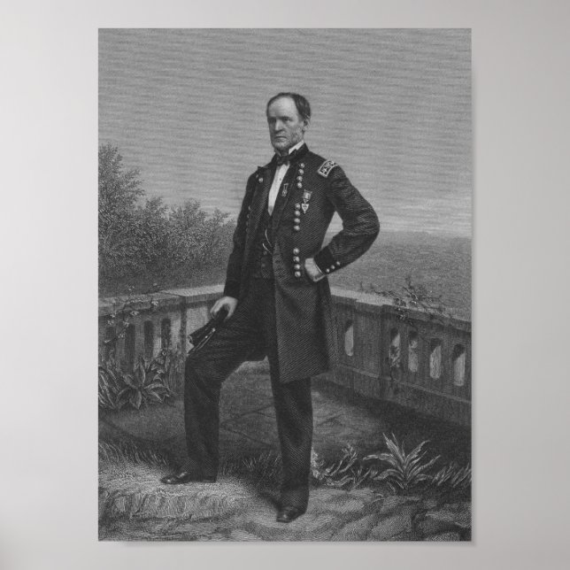 William Tecumseh Sherman Engraved Portrait Poster (Front)