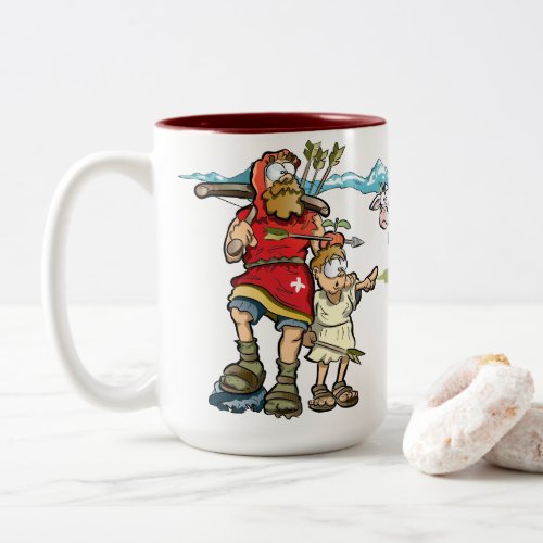 William Tell bucolic view with cows in the Alps Two_Tone Coffee Mug