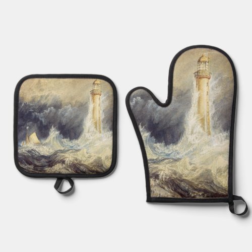 William Turner _ Bell Rock Lighthouse Oven Mitt  Pot Holder Set