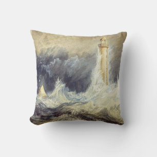 William Turner - Bell Rock Lighthouse Throw Pillow