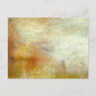 william turner - sun setting over a lake postcard