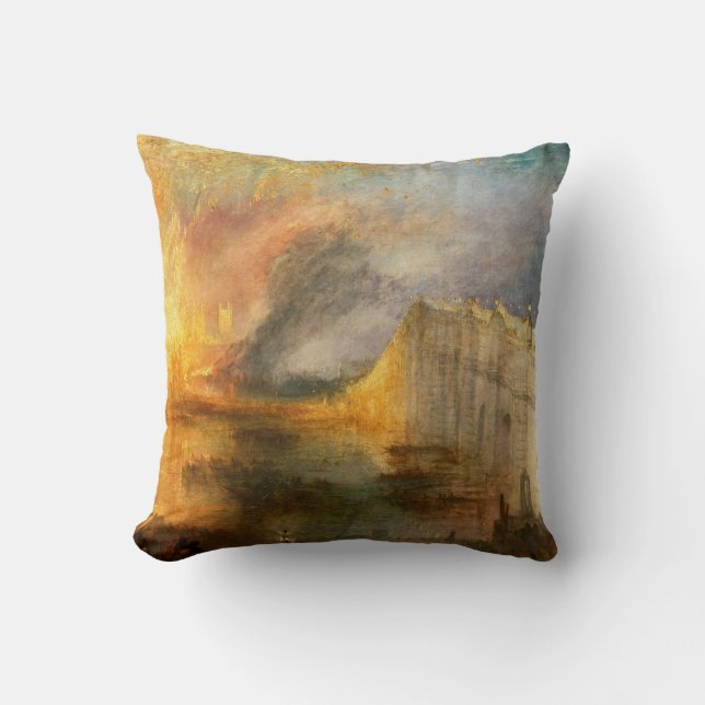 William Turner - The Burning of the Parliament Throw Pillow (Front)