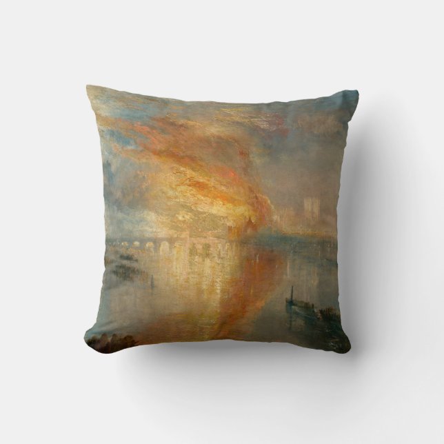 William Turner - The Burning of the Parliament Throw Pillow (Front)