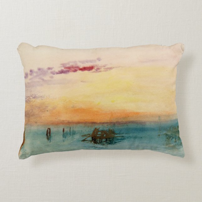 William Turner - The Lagoon near Venice at Sunset Accent Pillow (Front)