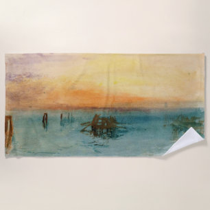 William Turner - The Lagoon near Venice at Sunset Beach Towel