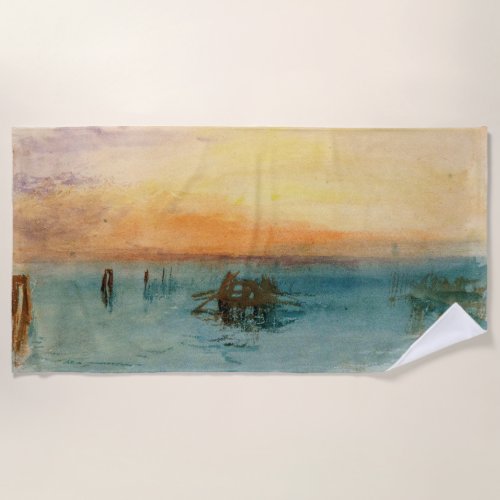 William Turner _ The Lagoon near Venice at Sunset Beach Towel