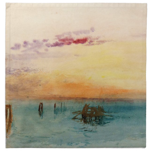William Turner - The Lagoon near Venice at Sunset Cloth Napkin (Front)