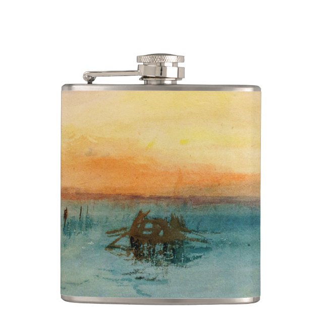 William Turner - The Lagoon near Venice at Sunset Flask (Front)