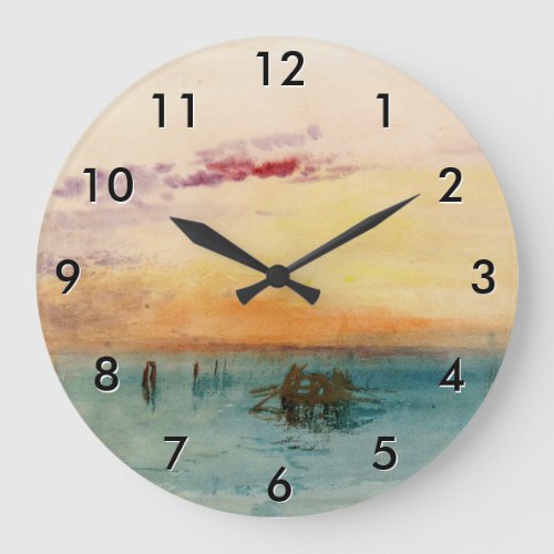 William Turner _ The Lagoon near Venice at Sunset Large Clock