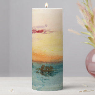 William Turner - The Lagoon near Venice at Sunset Pillar Candle