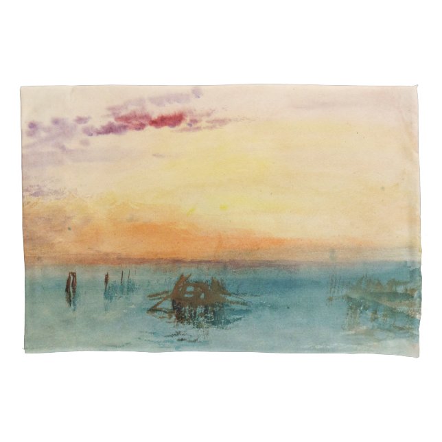 William Turner - The Lagoon near Venice at Sunset Pillow Case (Front)