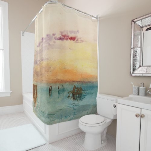 William Turner _ The Lagoon near Venice at Sunset Shower Curtain