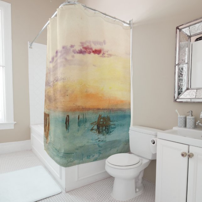 William Turner - The Lagoon near Venice at Sunset Shower Curtain (In Situ)