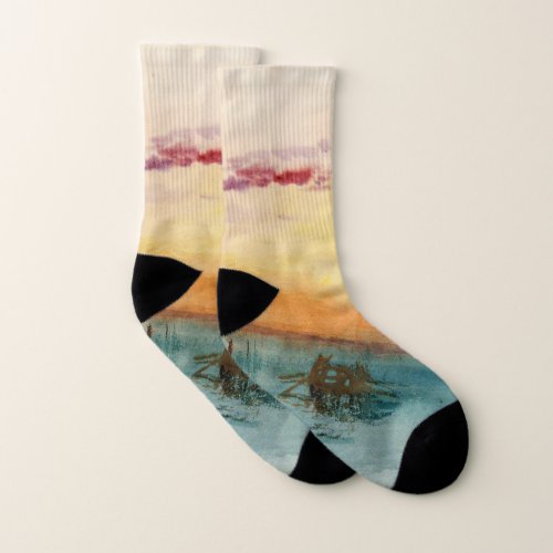 William Turner _ The Lagoon near Venice at Sunset Socks