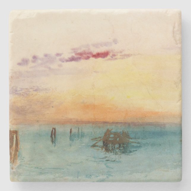 William Turner - The Lagoon near Venice at Sunset Stone Coaster (Front)