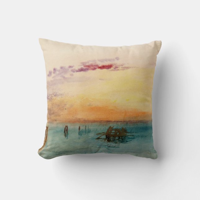 William Turner - The Lagoon near Venice at Sunset Throw Pillow (Front)