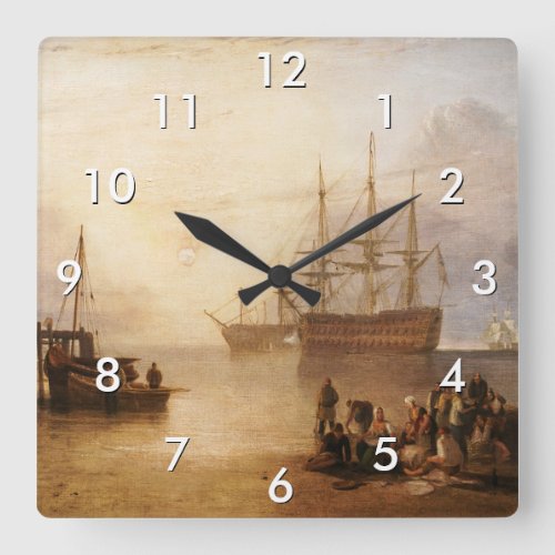 William Turner _ The Sun Setting Through Vapour Square Wall Clock