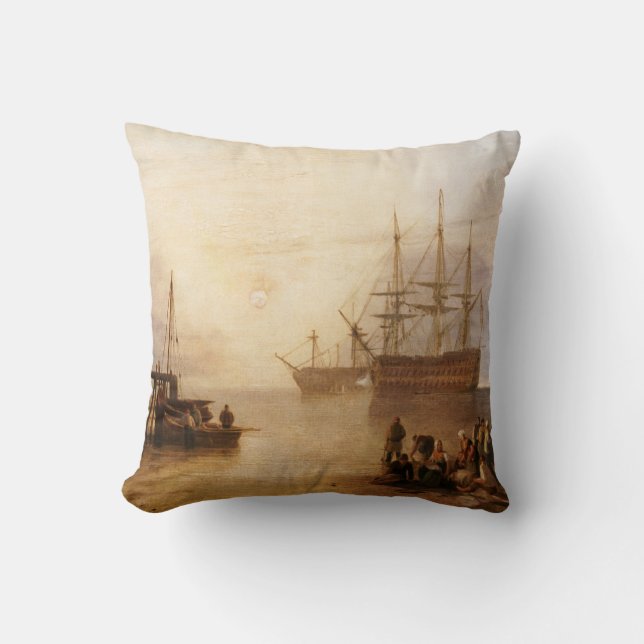 William Turner - The Sun Setting Through Vapour Throw Pillow (Front)