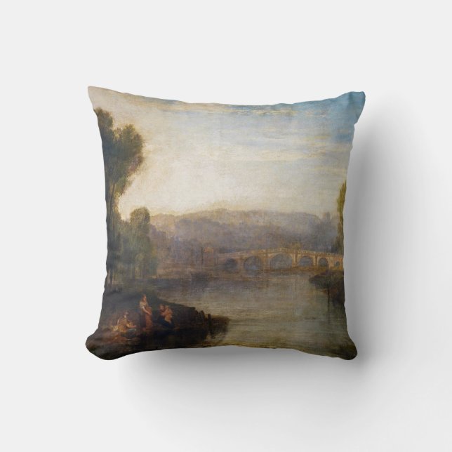 William Turner - View of Richmond Hill and Bridge Throw Pillow (Front)