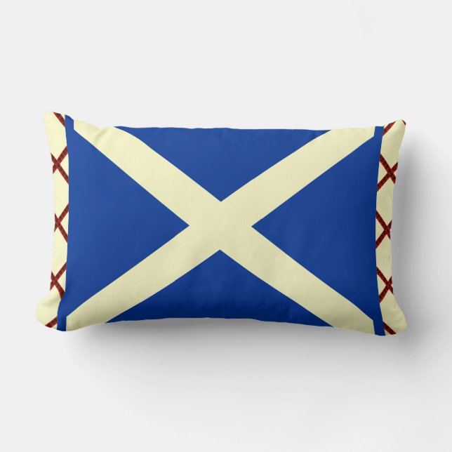 William Wallace Tartan Scottish Saltire Flag Lumbar Pillow (Front)