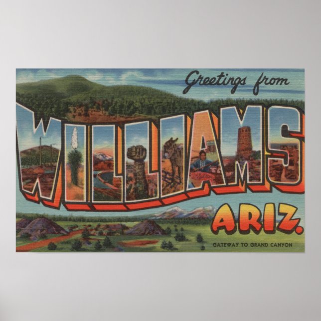 Williams, Arizona - Large Letter Scenes Poster (Front)