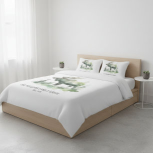 Williams Family Lodge Rustic Watercolor Moose Duvet Cover