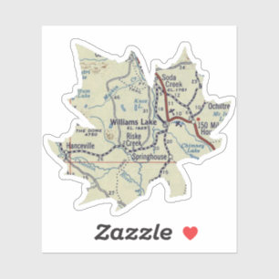 Williams Lake BC 50's Map Sticker