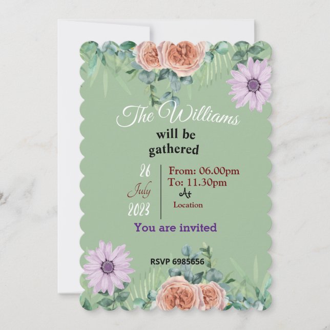 Williams reunion   invitation (Front)