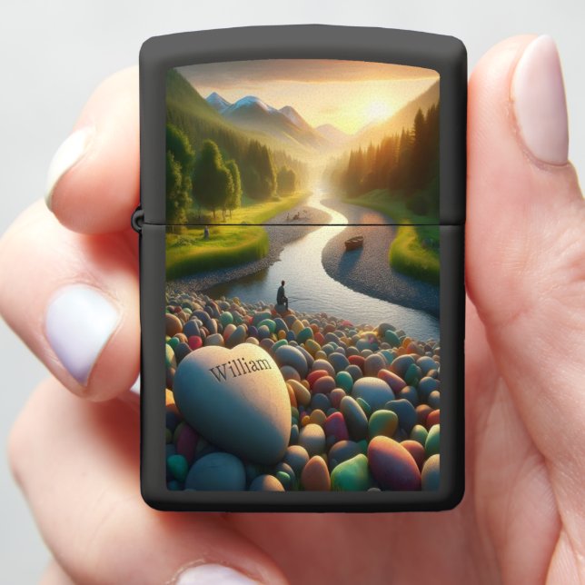 William's Riverstone Heart Zippo Lighter (In Hand)