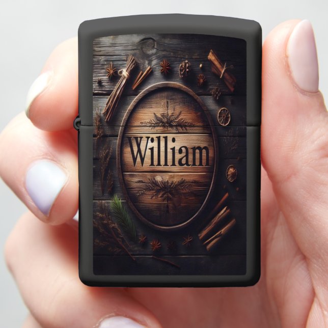 William's Rustic Wooden Sign Zippo Lighter (In Hand)