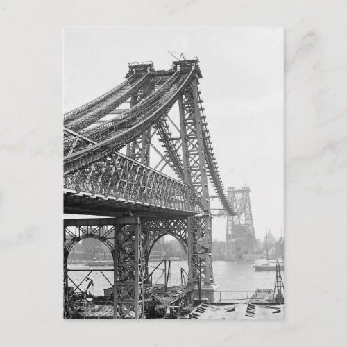 Williamsburg Bridge Construction 1901 Postcard