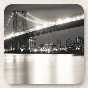 Williamsburg bridge in New York City at night Beverage Coaster