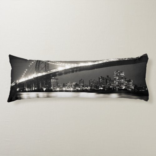 Williamsburg bridge in New York City at night Body Pillow