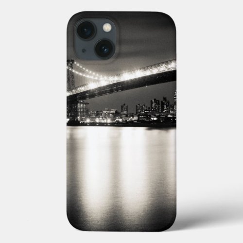 Williamsburg bridge in New York City at night iPhone 13 Case