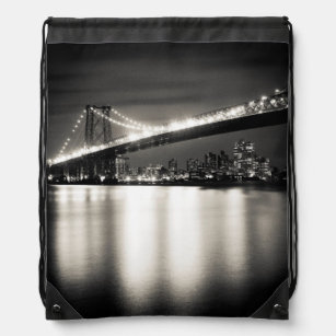 Williamsburg bridge in New York City at night Drawstring Bag