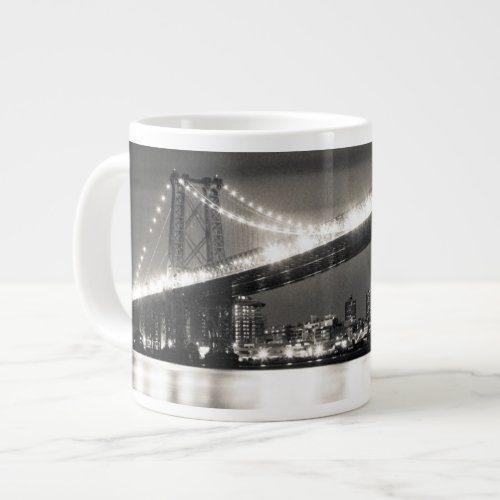 Williamsburg bridge in New York City at night Large Coffee Mug