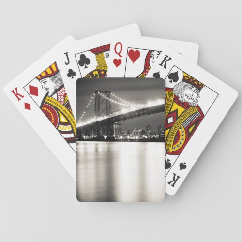 Williamsburg bridge in New York City at night Poker Cards