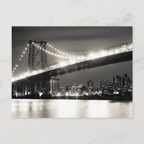 Williamsburg bridge in New York City at night Postcard