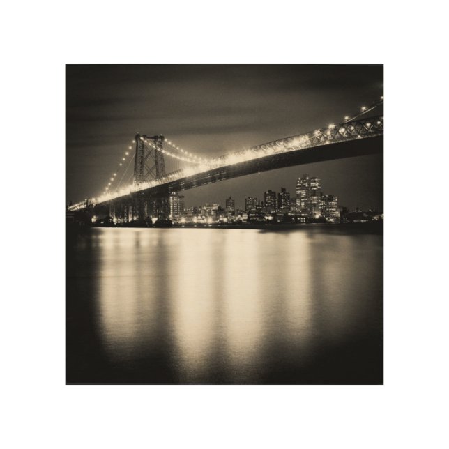 Williamsburg bridge in New York City at night Wood Wall Art (Front)