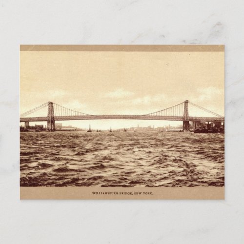 Williamsburg Bridge New York City 1907 vintage Postcard