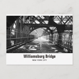 Williamsburg Bridge New York City Black and White Postcard