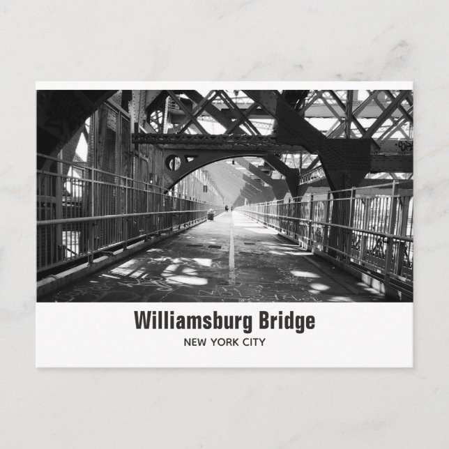 Williamsburg Bridge New York City Black and White Postcard (Front)