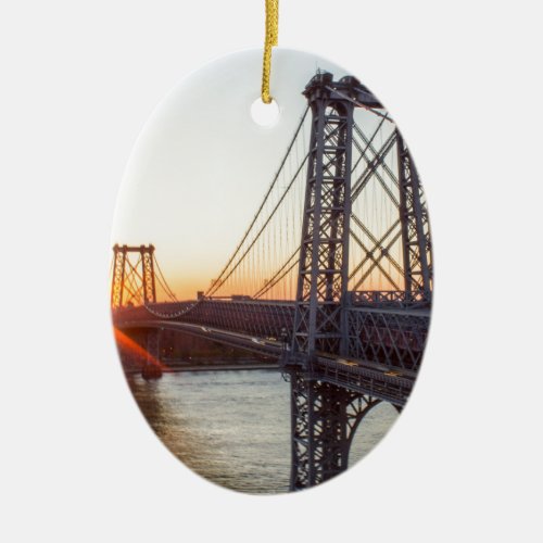 Williamsburg Bridge Sunset Brooklyn NYC Ceramic Ornament