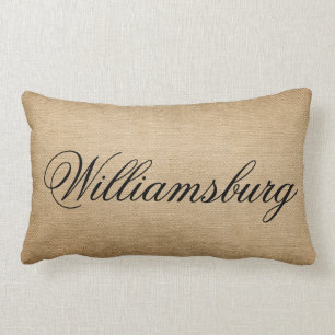 Williamsburg Burlap Colonial Style Lumbar Pillow