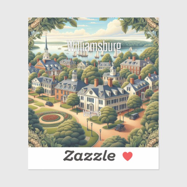 Williamsburg Virginia 3 Inch Vinyl Sticker (Sheet)