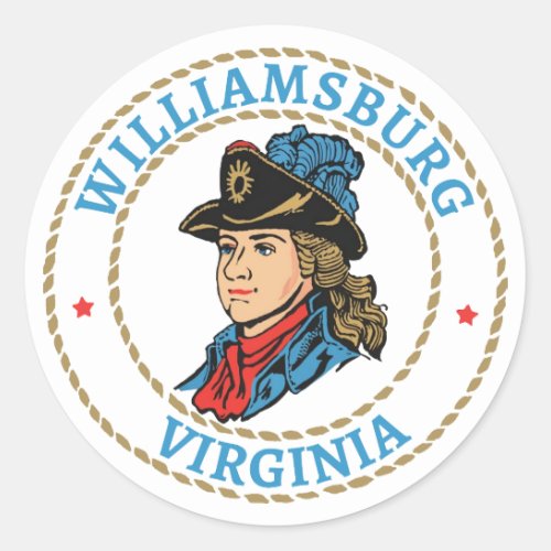 Williamsburg Virginia Colonial Classic Round Sticker