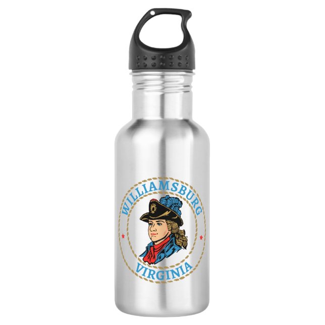 Williamsburg Virginia Colonial Stainless Steel Water Bottle (Front)